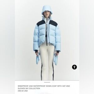 Zara SKI COLLECTION - light blue ski jacket with mittens and hat